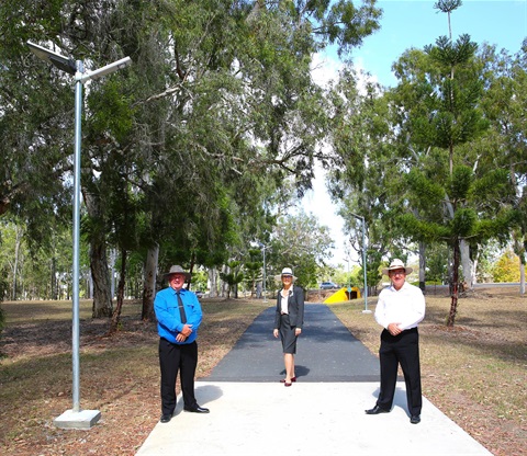 Cr Fisher, Cr Kirkland and Cr Wickerson with solar lights on Moores Creek Rd & Kerrigan St.jpg