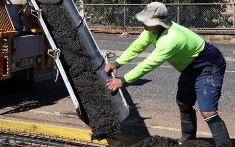 Contractor working on roads