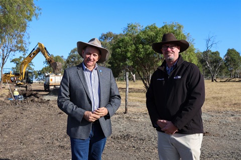 Mayor Tony Williams and Water portfolio Councillor Edward Oram on site during pipeline upgrades at Port Curtis.jpg