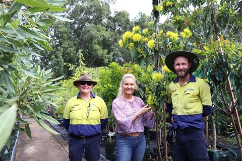 Jennifer Gorton, Cr Cherie Rutherford and Thomas Mehlhose at Council's Nursery .jpg