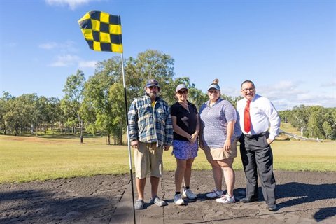 Qld Ladies Sand Green Champs_MMGC Pres Doug Wolfenden_ Yeppoon Comp Bernie Antcliff_Captain Shai Pearce_Cr Wickerson.jpg