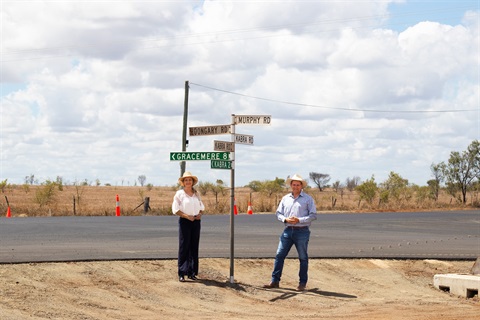 Councillor Rutherford and Councillor Williams at Boongary Rd and Kabra Rd intersection
