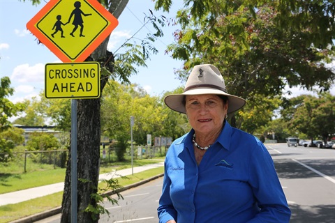 Cr Smith at a school crossing