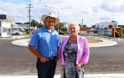 Cr-Tony-Williams-and-Michelle-Landry-MP-at-Campbell-Denham-roundabout