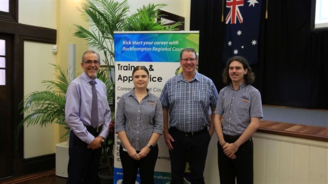 Evan PEvan Pardon, Shayna Storey, Barry O'Rourke, Landen Wheatland - 2023 Apprentice and Trainee Graduationardon, Shayna Storey, Barry O'Rourke, Landen Wheatland 