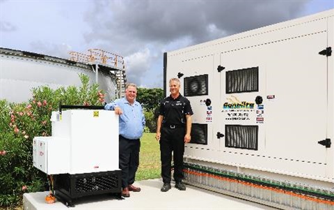 Cr Fisher and Jason Plumb with new generator