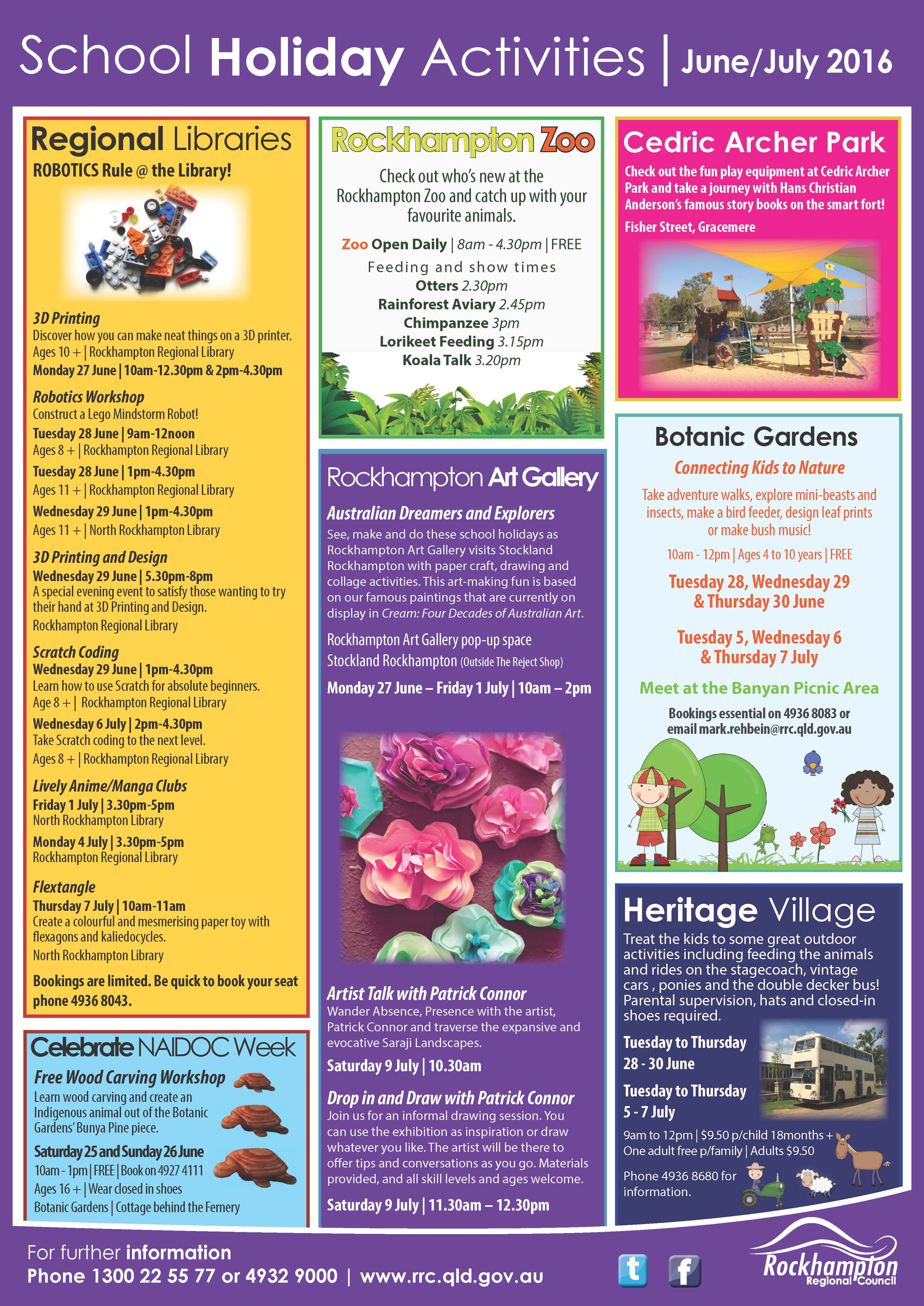 School Holiday Activities June and July