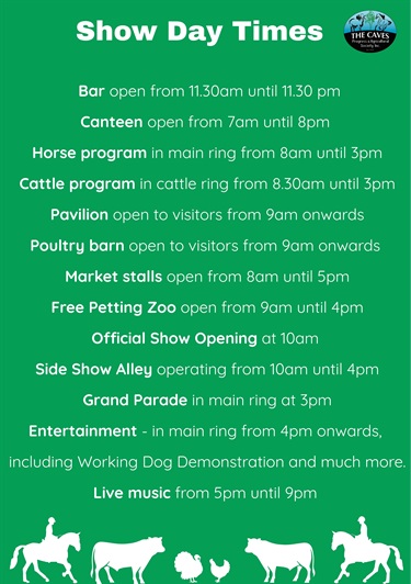 Show Day Flyer - Page 2 - Show times