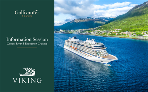 Image of a Viking cruise ship sailing along the coast of Norway